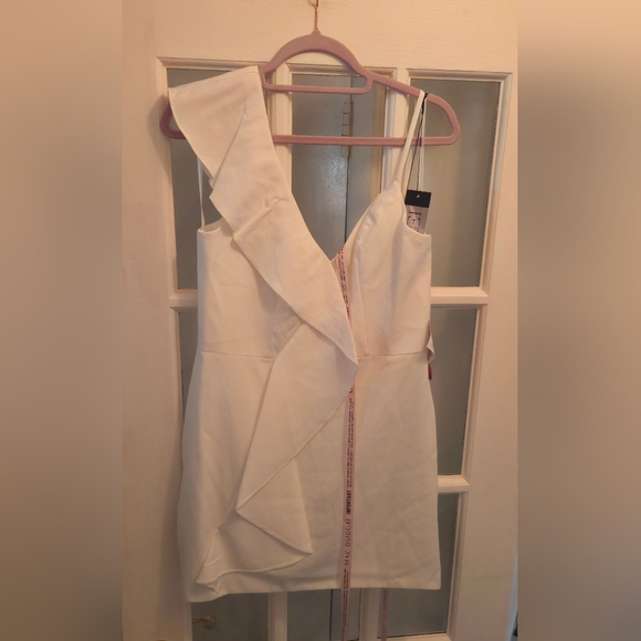 Mac Duggal White Ruffle Mini Dress- Great For Your Bridal Shower!! - Picture 13 of 16